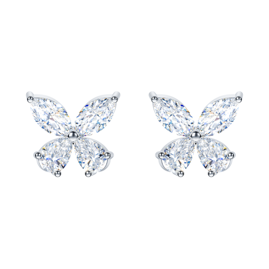 Butterfly Earrings Moissanite 18K White Gold